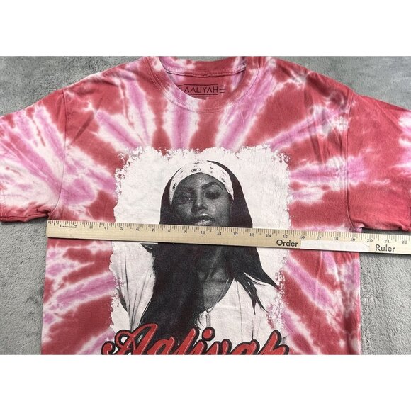 Aaliyah Shirt Mens Medium Pink Tie Dye Graphic Tee 90s R&B Hip Hop Music Legend - Picture 5 of 7